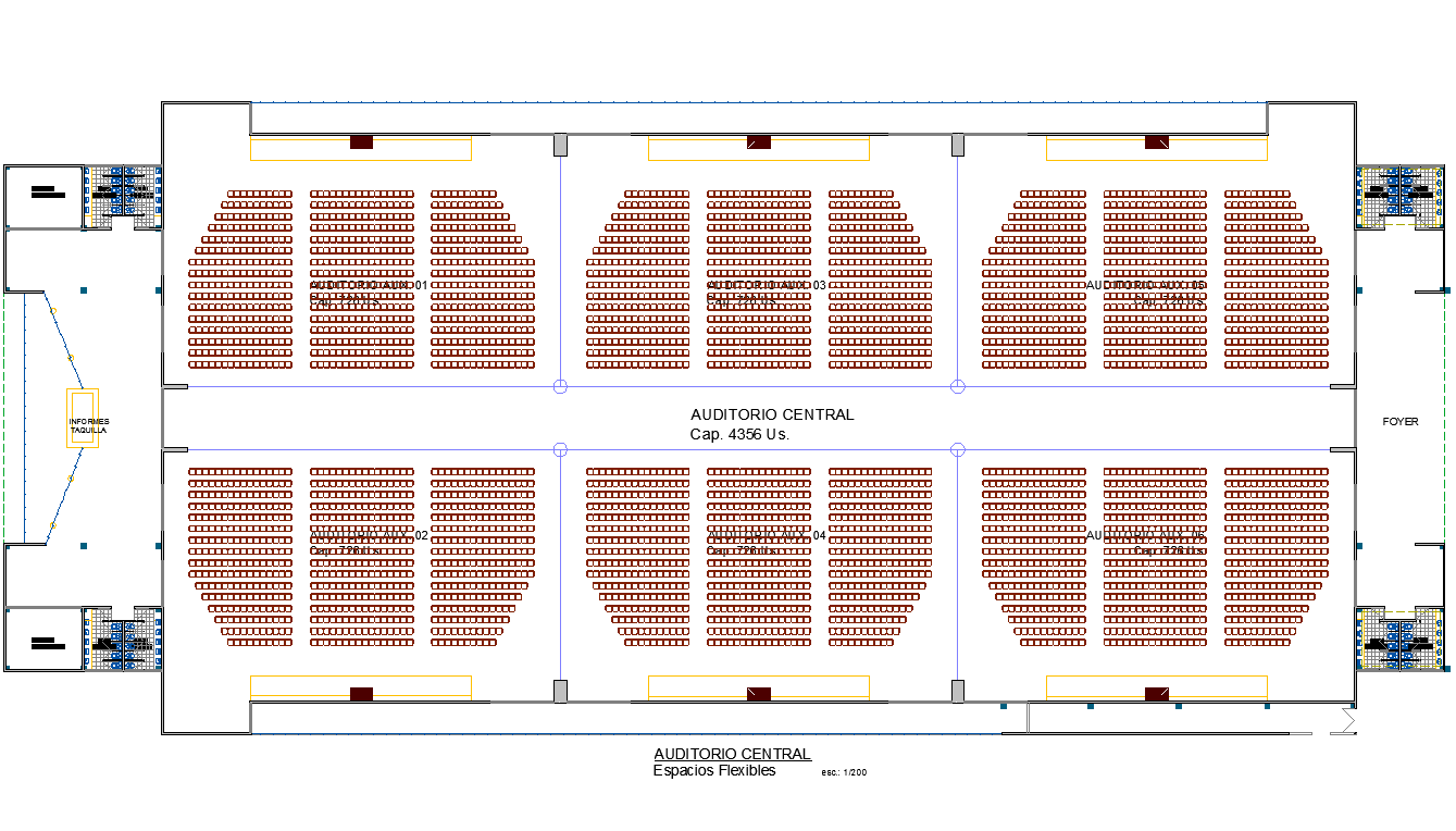 Auditorium hall plan dwg file