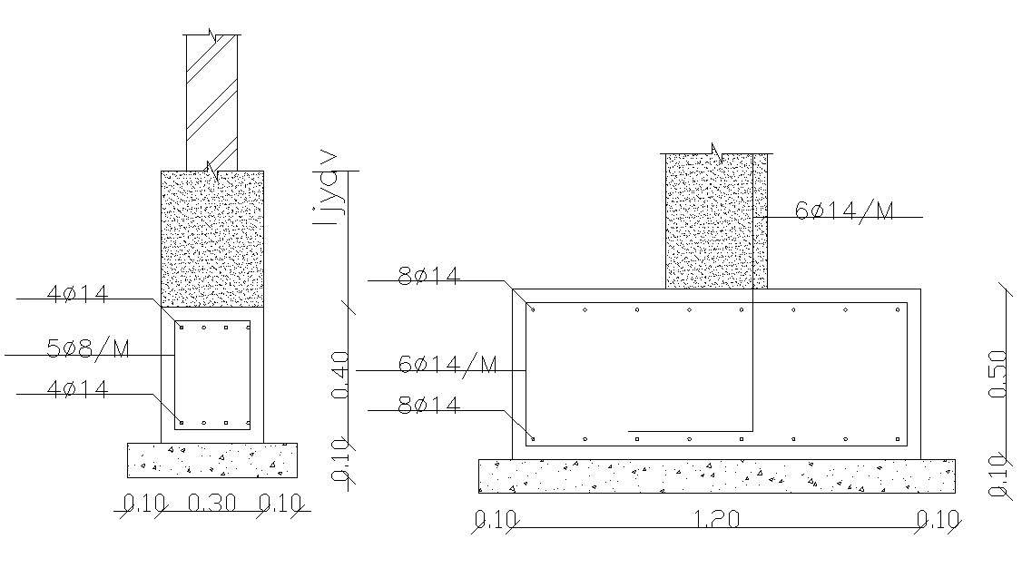 AutoCAD Drawing Column Footing Design And Section 