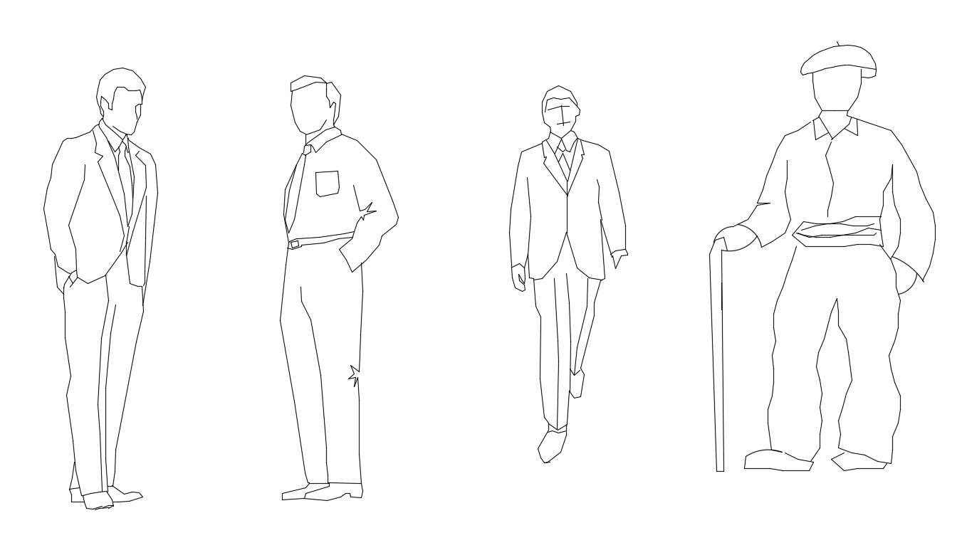 AutoCAD Elevation Men Templates 2D CAD Drawing 
