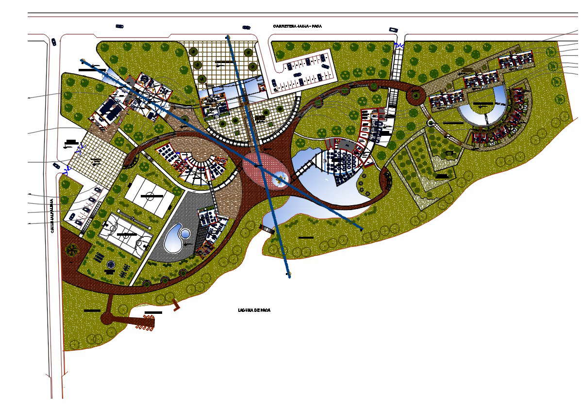 AutoCAD 2D drawing of resort layout plan, CAD file, dwg file