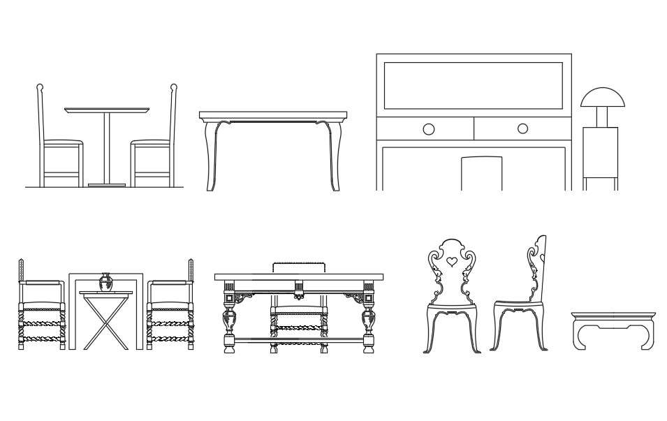 AutoCAD Drawing file of the various types of beautiful table block elevation design,Download the AutoCAD DWG blocks. 