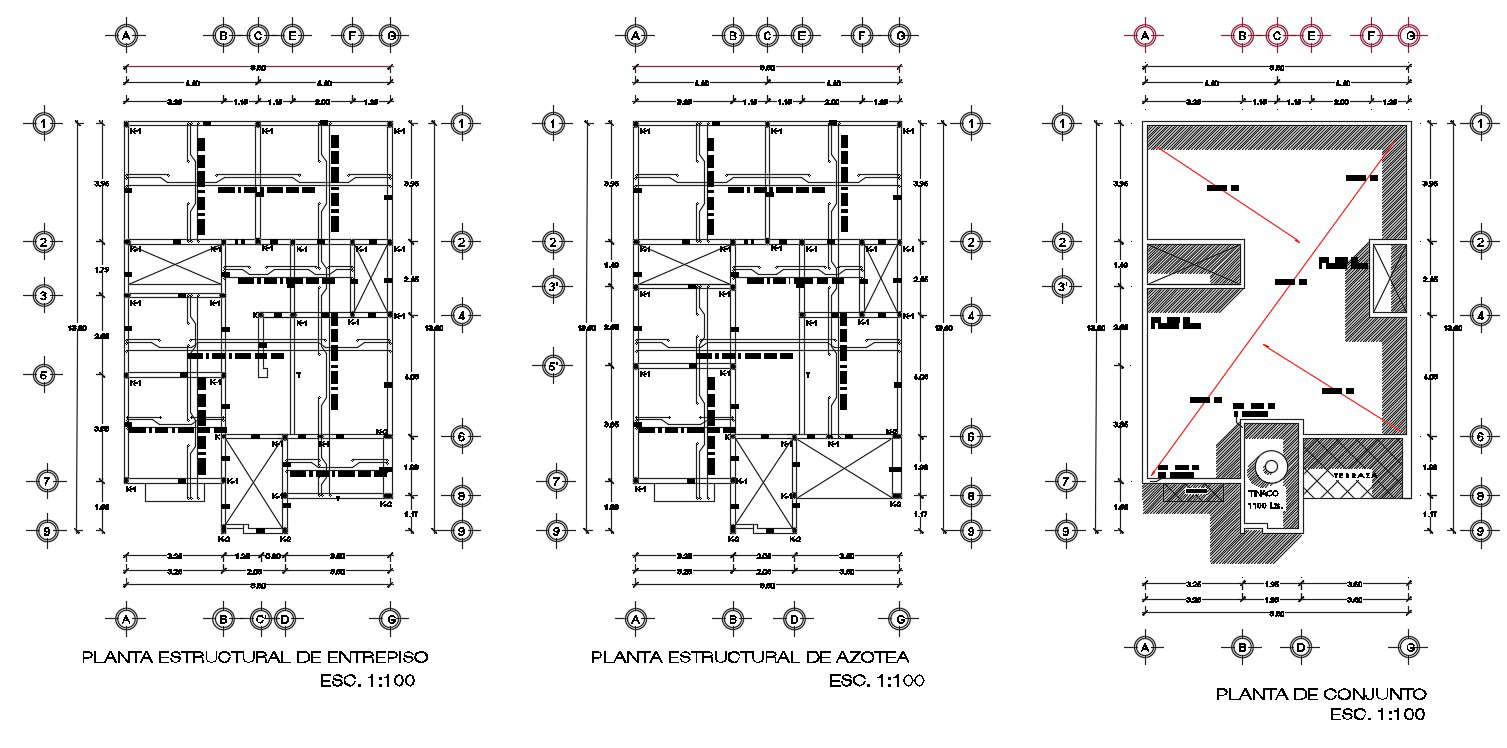 AutoCAD House Structure Floor Plan Download DWG File