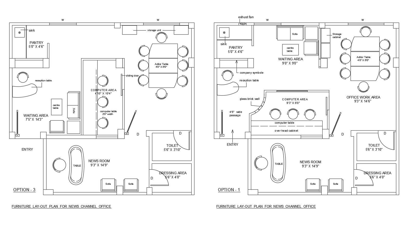 Autocad drawing for news channel office