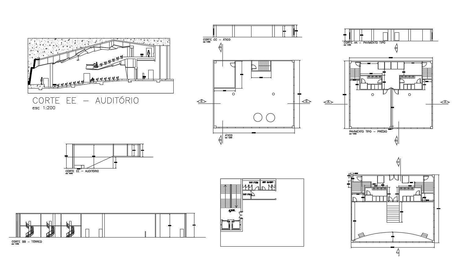 Autocad drawing of commercial building elevations 