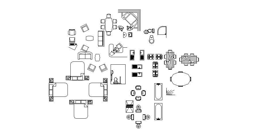 Autocad drawing of furniture block 