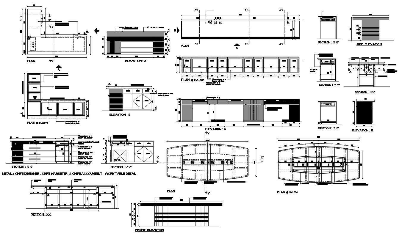 Autocad drawing of furniture design 
