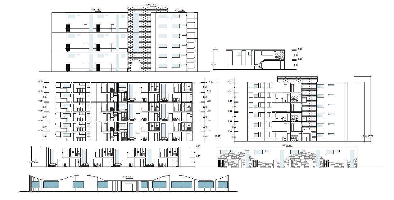 Autocad drawing of hotel elevations