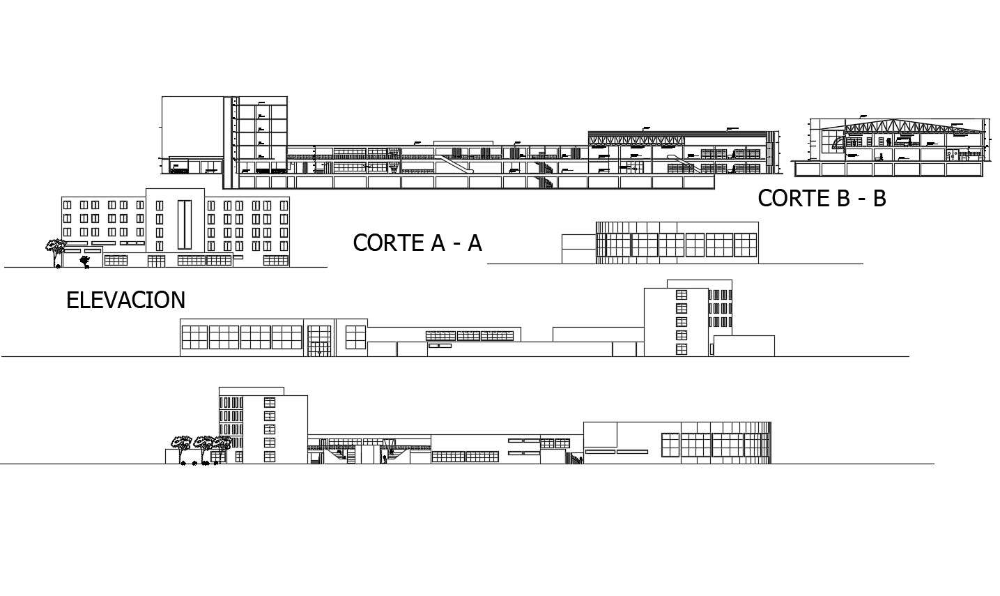 Autocad drawing of hotel elevations