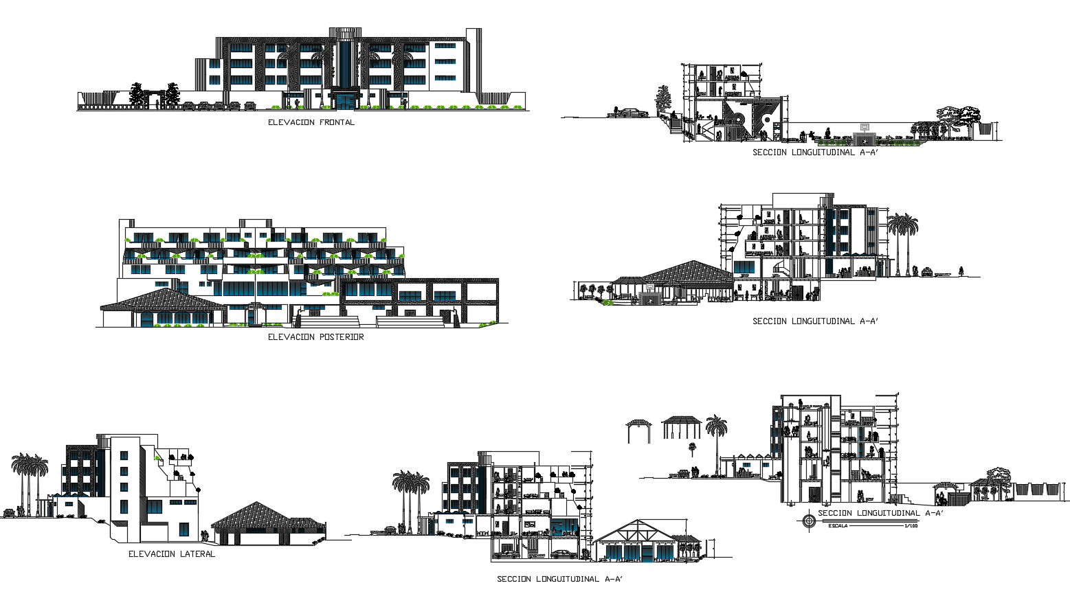 Autocad drawing of hotel elevations