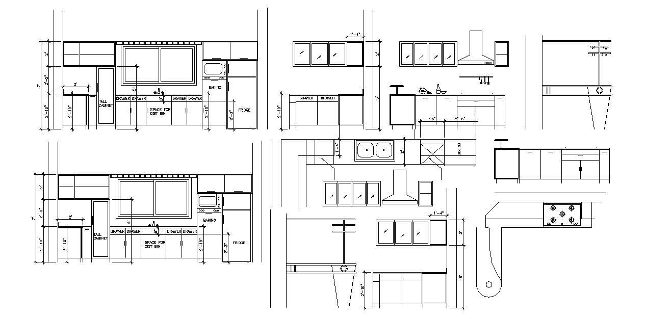 Kitchen Section In DWG File