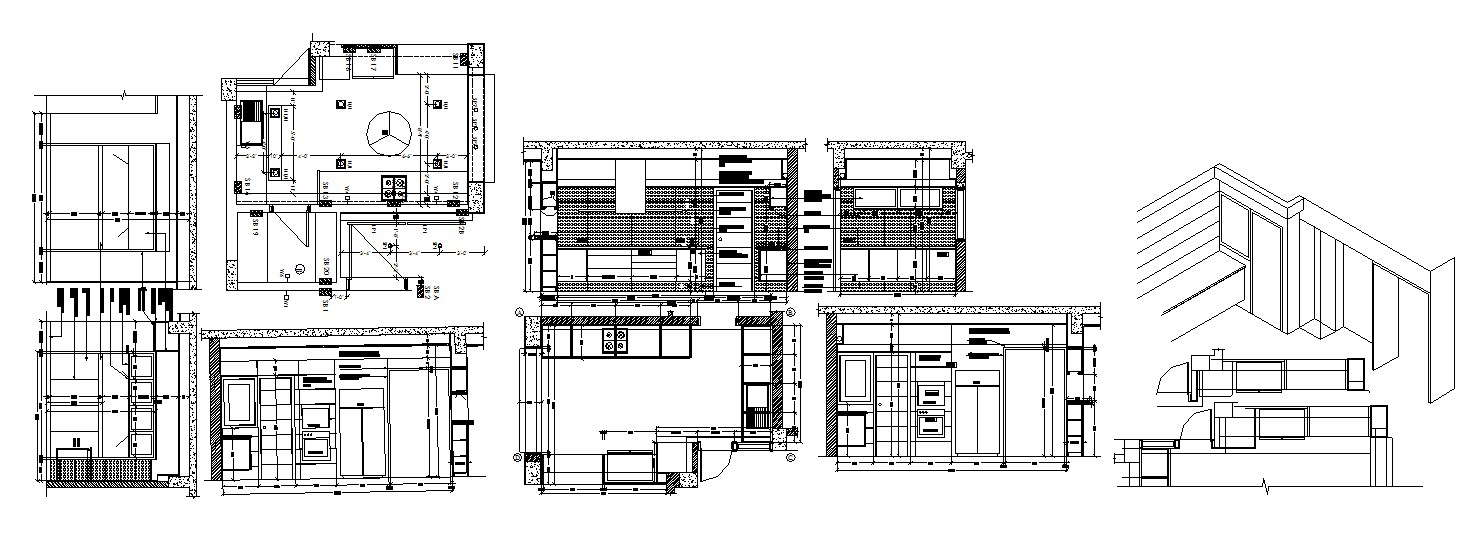 Small Kitchen Layout In DWG File