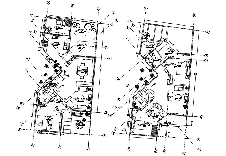 Autocad drawing of residential house layout