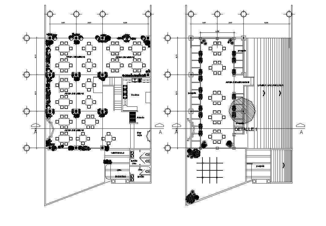 Autocad drawing of restaurant