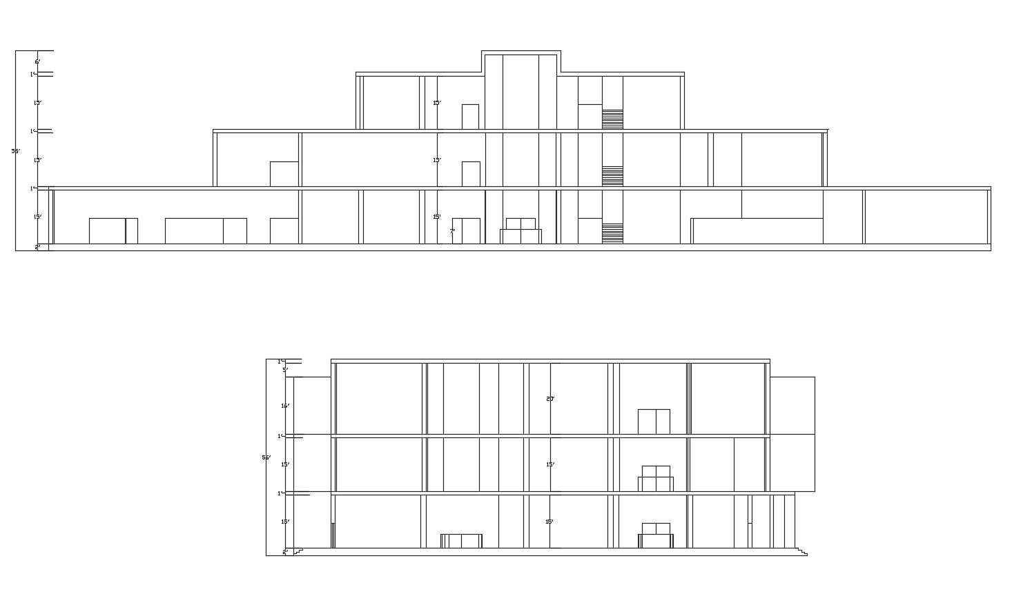 Autocad drawing of sectional elevation of exhibition center 