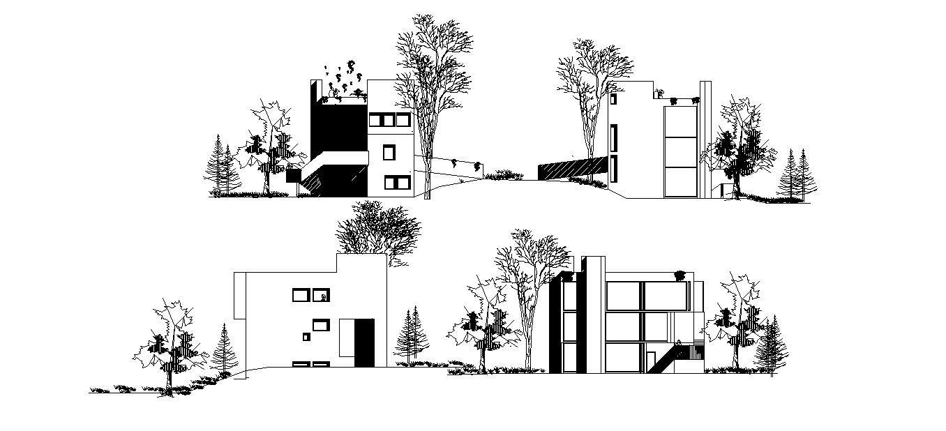 Bungalow Elevation In DWG File