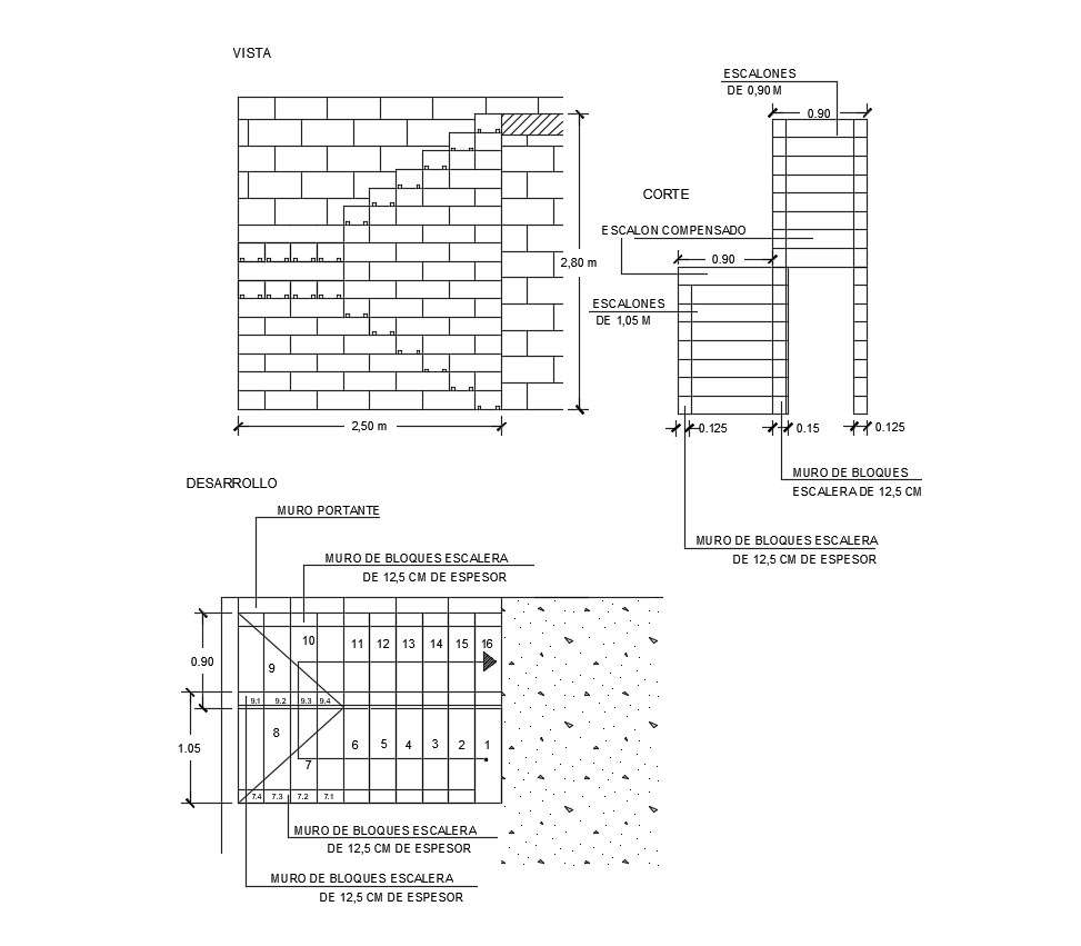 Autocad drawing of staircase detail