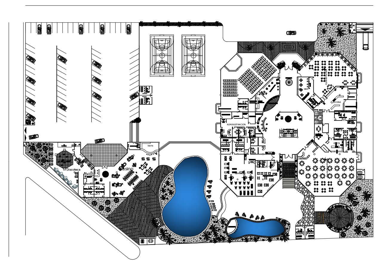 Autocad drawing of the hotel
