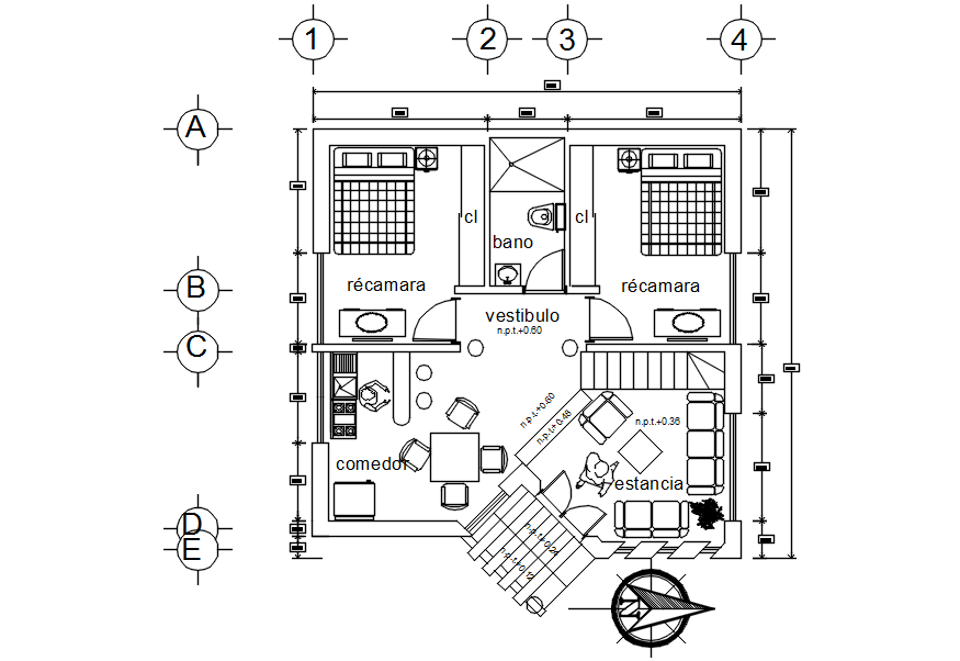 Autocad drawing of the residential house 