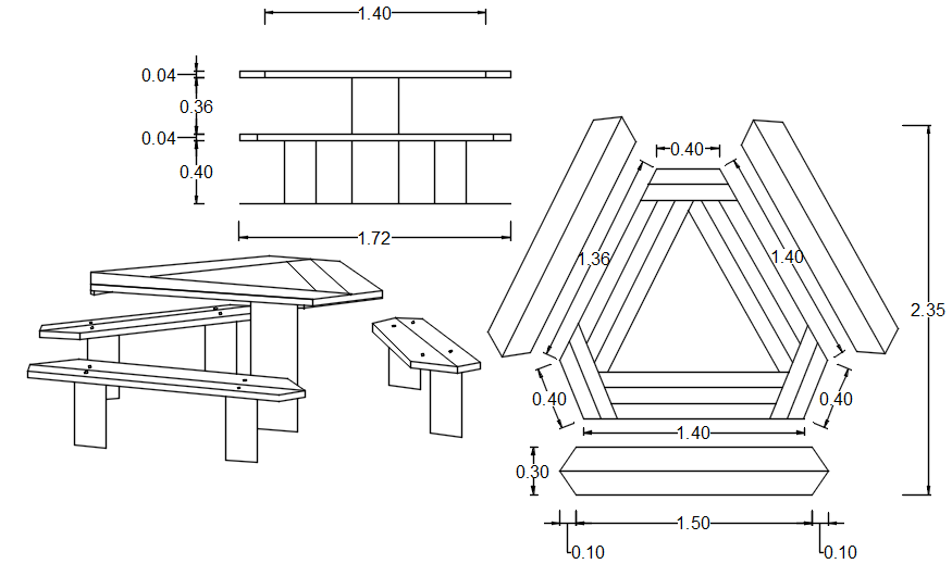 2D AutoCAD Table Design Shown in Detailed DWG Drawing