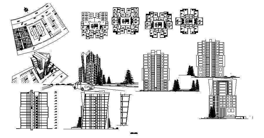 Autocad drawing of the university with elevation 