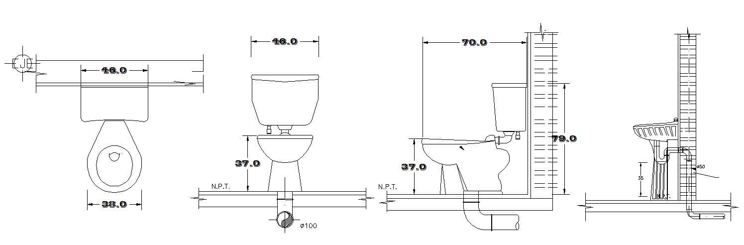 Toilet Block In AutoCAD File