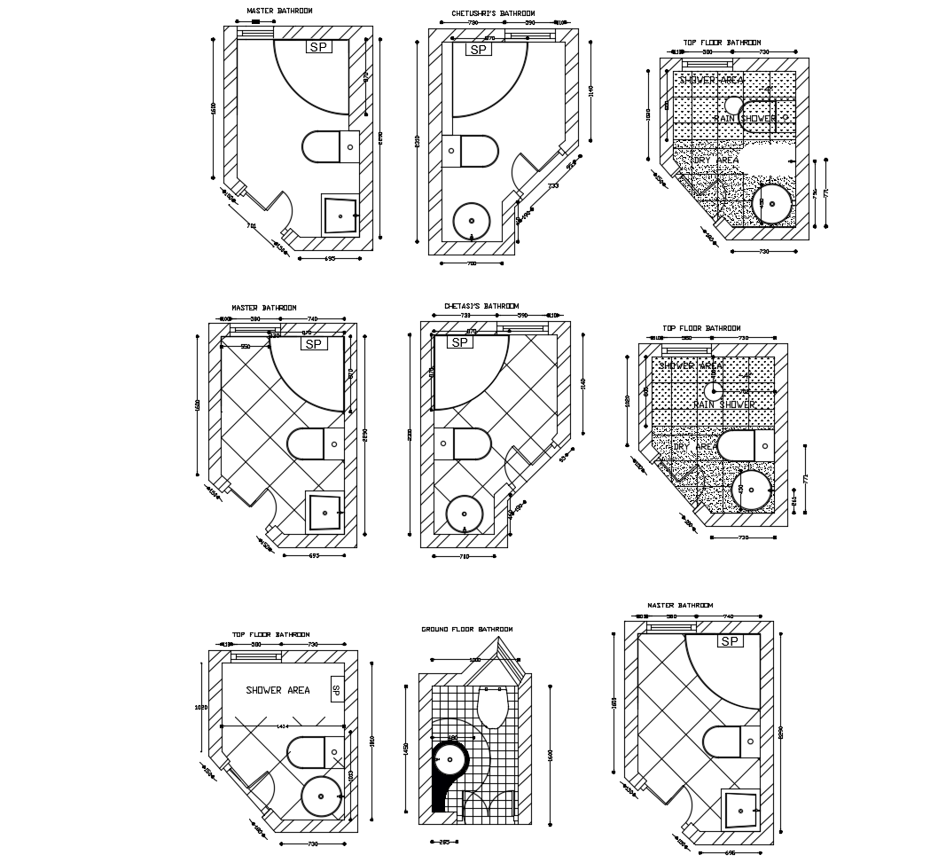Autocad drawing of toilet layout