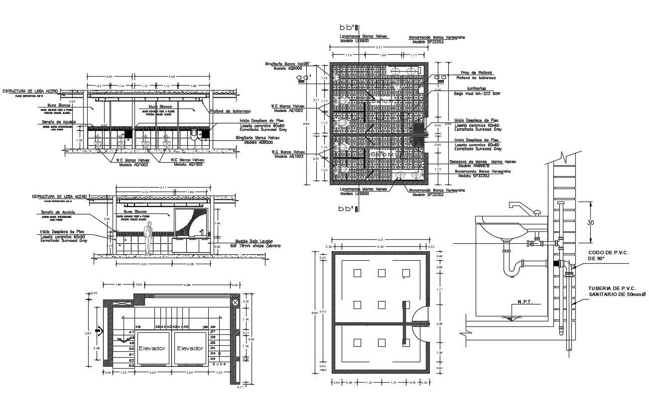 Autocad drawing of toilet layout of the hotel