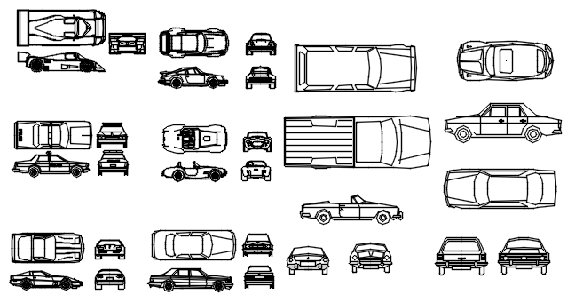 Autocad drawing of vehicles blocks 