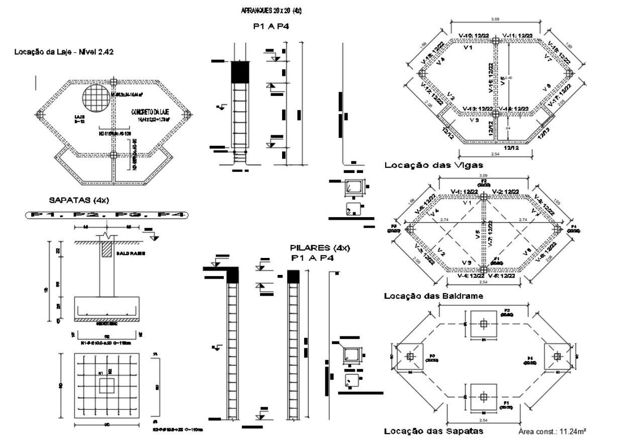 Autocad 2D DWG drawing details of Details of baldrame beams  is given in this CAD DWG file.Download the AutoCAD 2D DWG file.