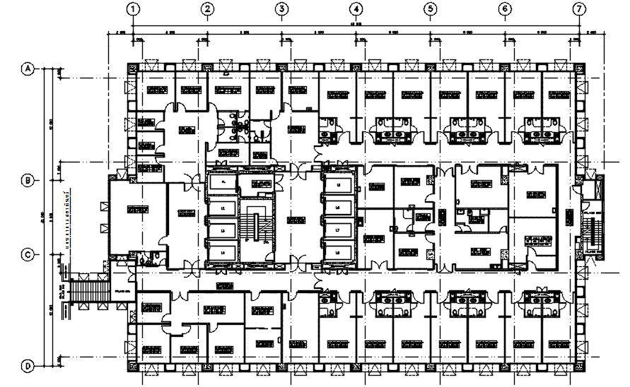   Autocad 2D file shows the details of the floor plan of the hospital building.  Download the Autocad DWG drawing file.