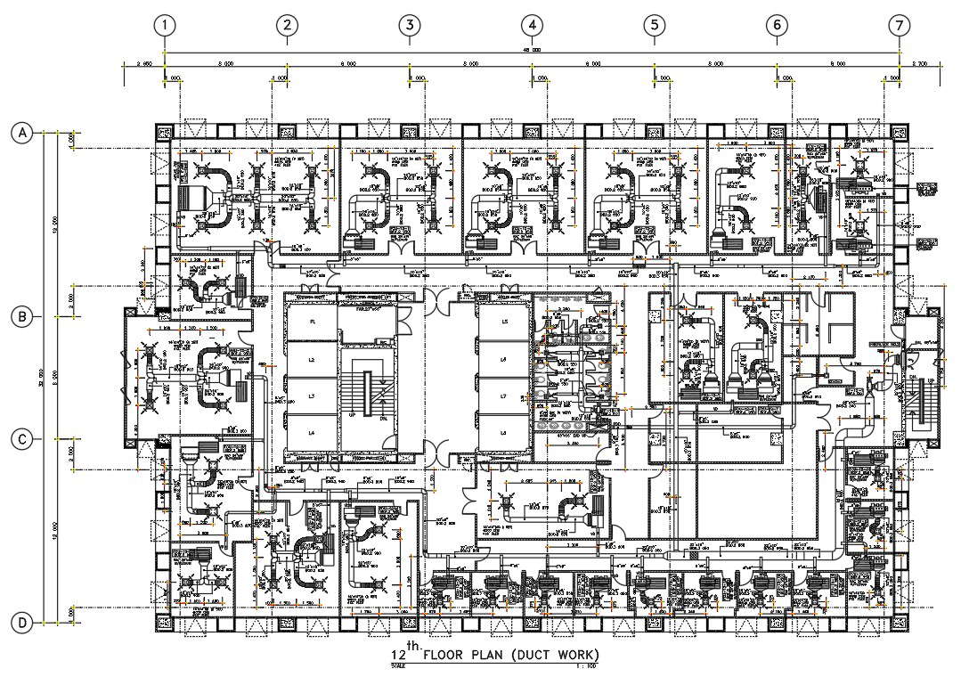  Autocad DWG drawing file shows the details of duct work in hospital building. Download the Autocad DWG drawing file.