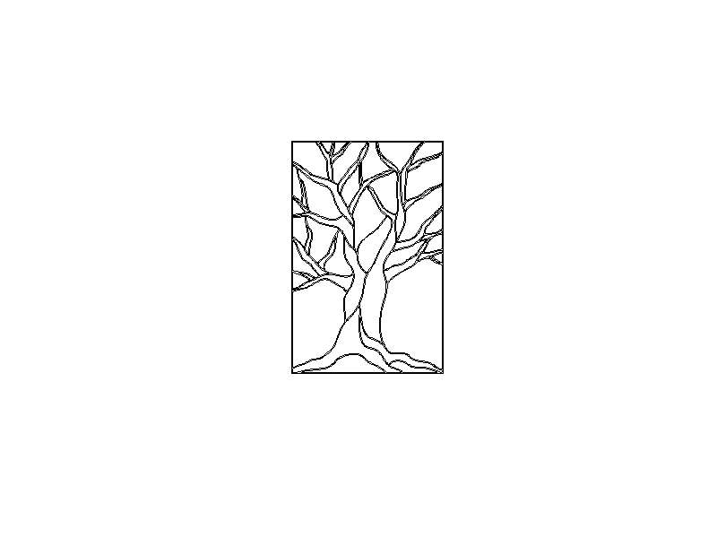Autumn tree no leaves stained glass pattern or tree branches printable DWG AutoCAD file