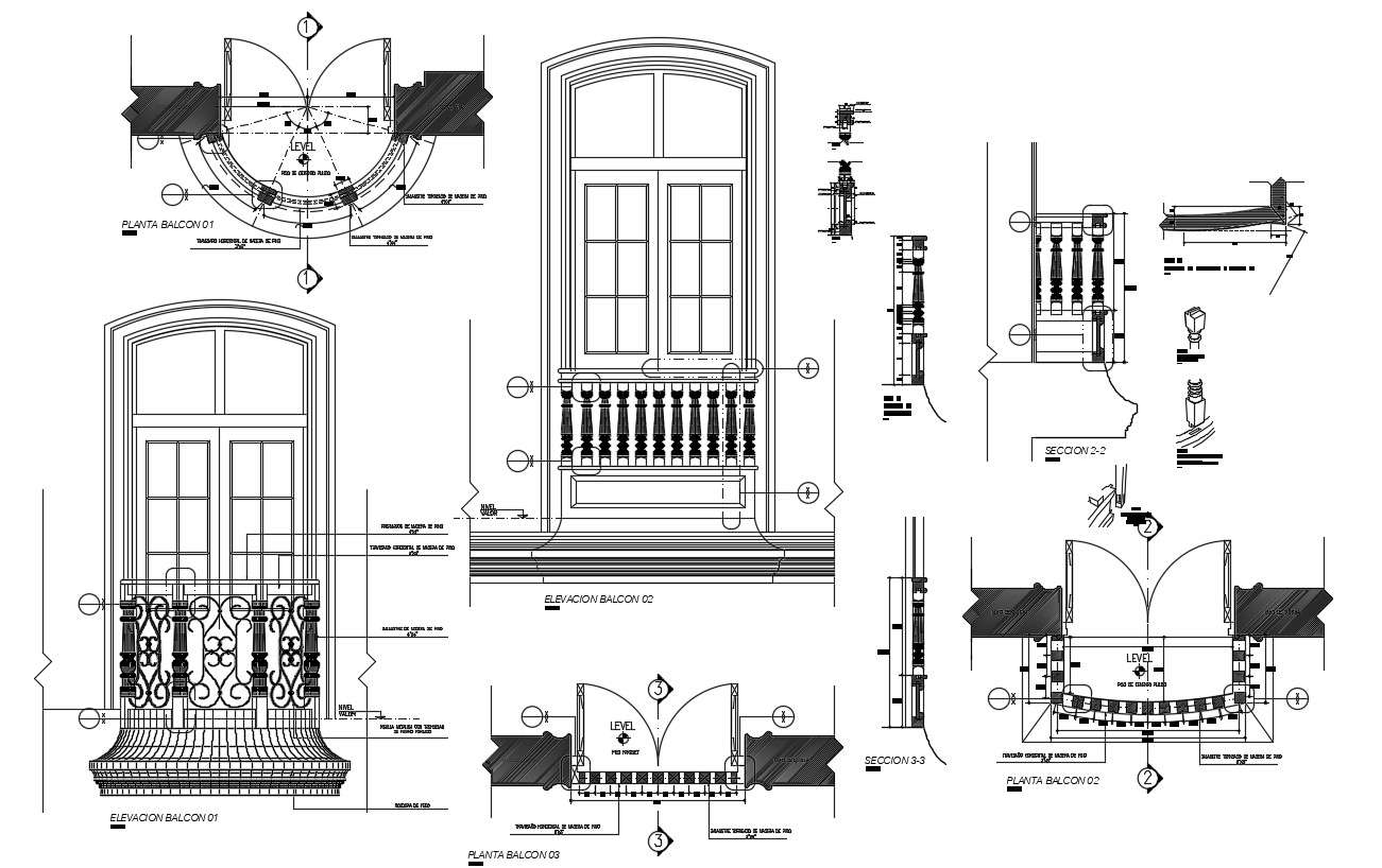 Balcony elevation in autocad 