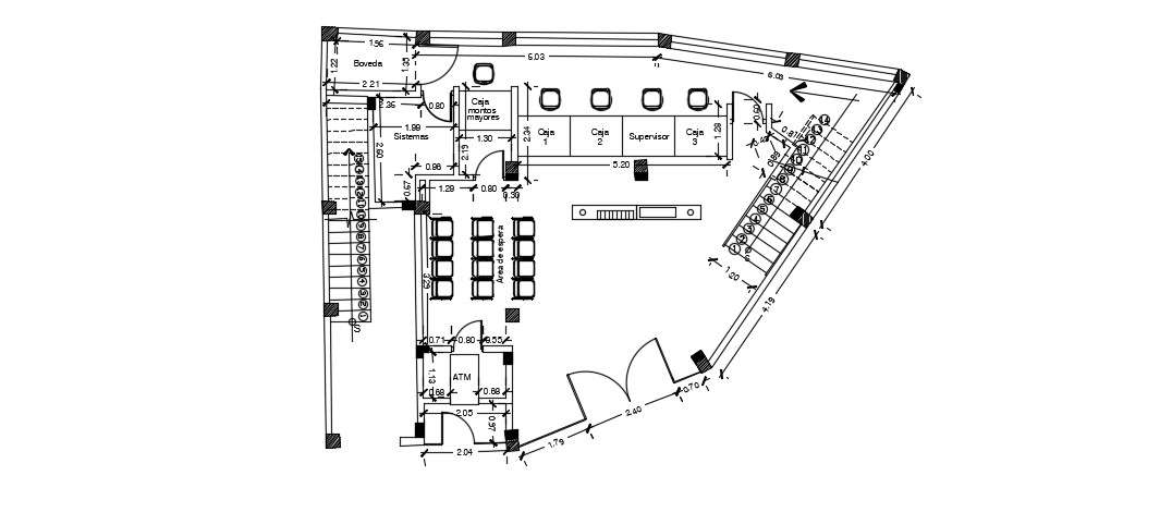 Bank Ground Floor Plan In AutoCAD File