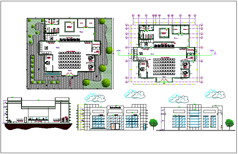 Bank branch building plan detail dwg file