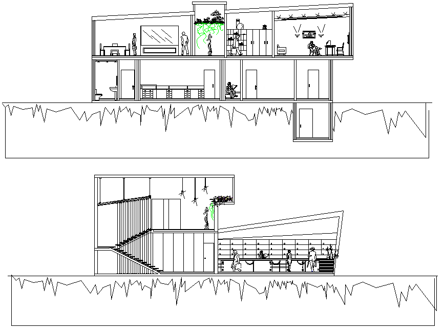 Bank section plan detail dwg file