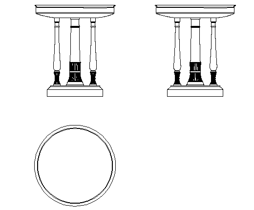 Base Table Front View and Plan Shown in 2D DWG File
