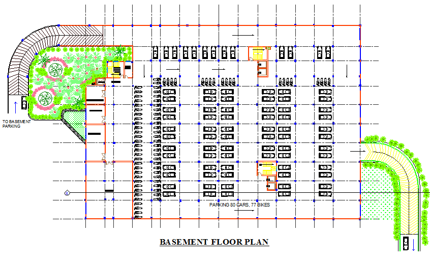 Basement floor hospital plan detail dwg file