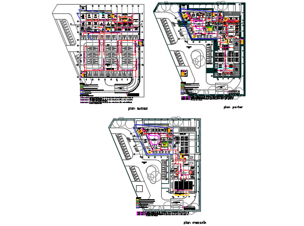 Basement floor to top floor plan detail dwg file