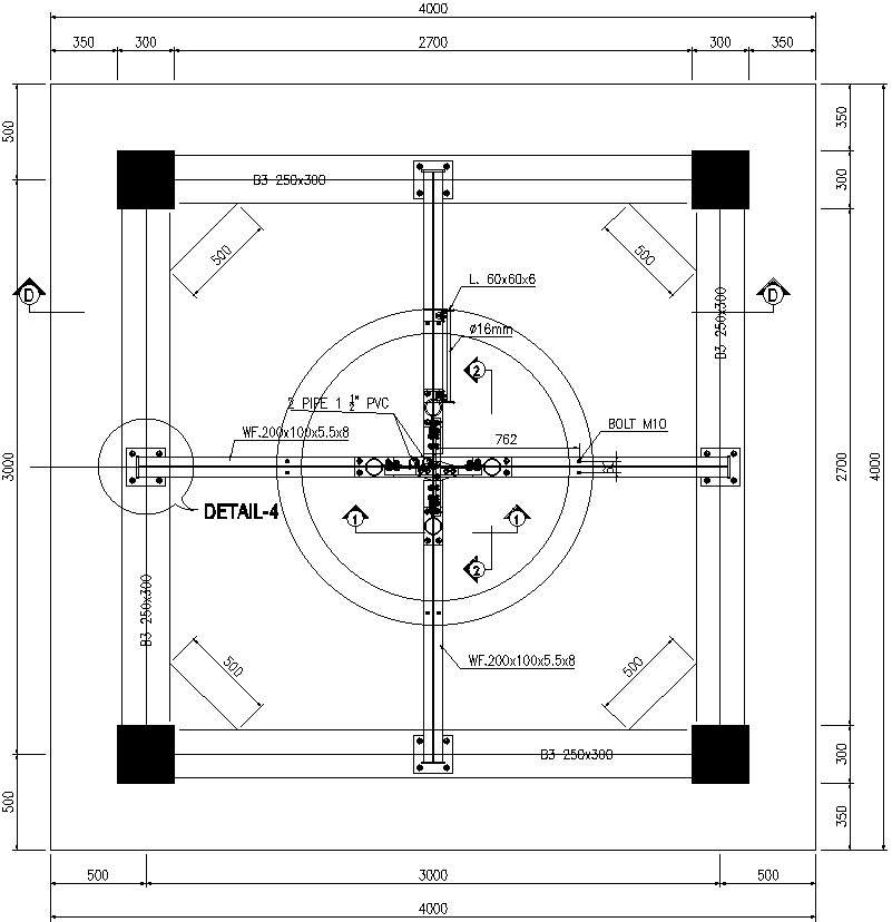 Baseplate details of foundation in  AutoCAD, dwg file.