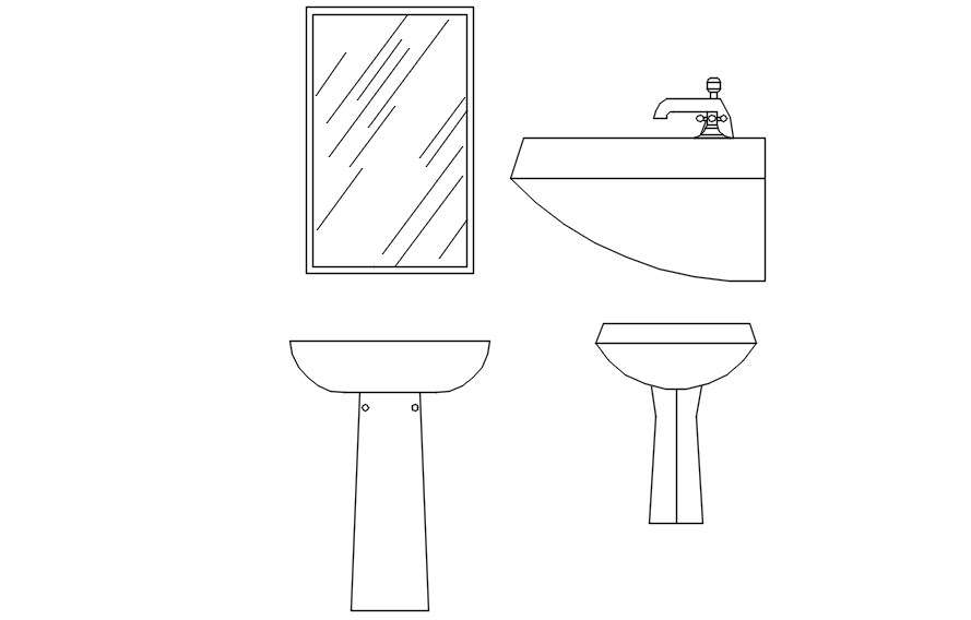 Basin area cad blocks plan and elevation in AutoCAD, dwg file.
