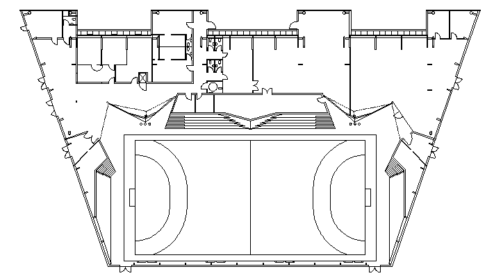 Basket Ball Sports Center Layout plan dwg fie