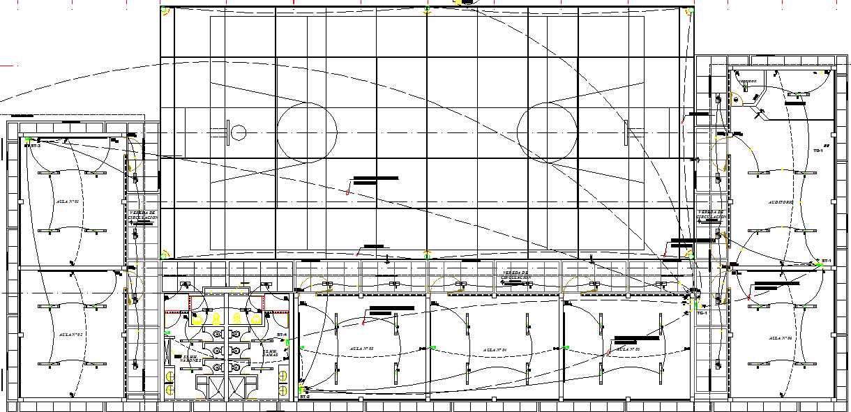 Basket ball court and electrical layout plan dwg file
