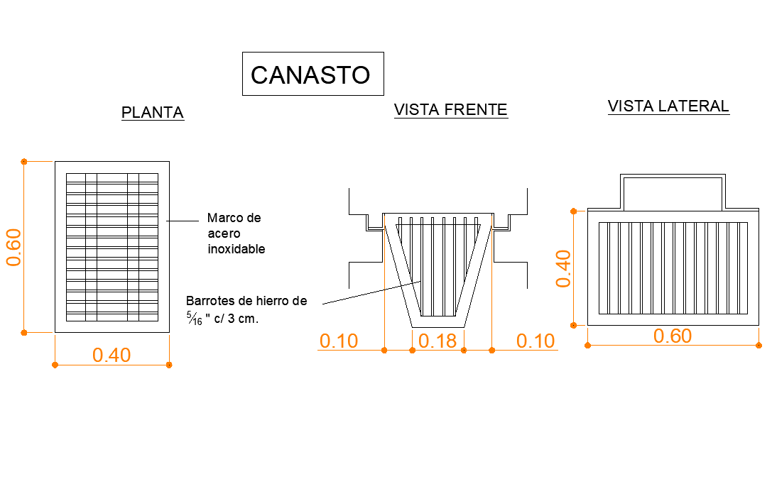 Basket plan and section dwg file