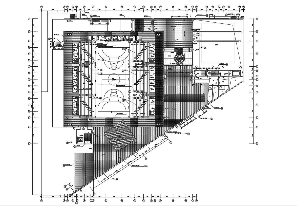 Basketball Stadium Plan AutoCAD File