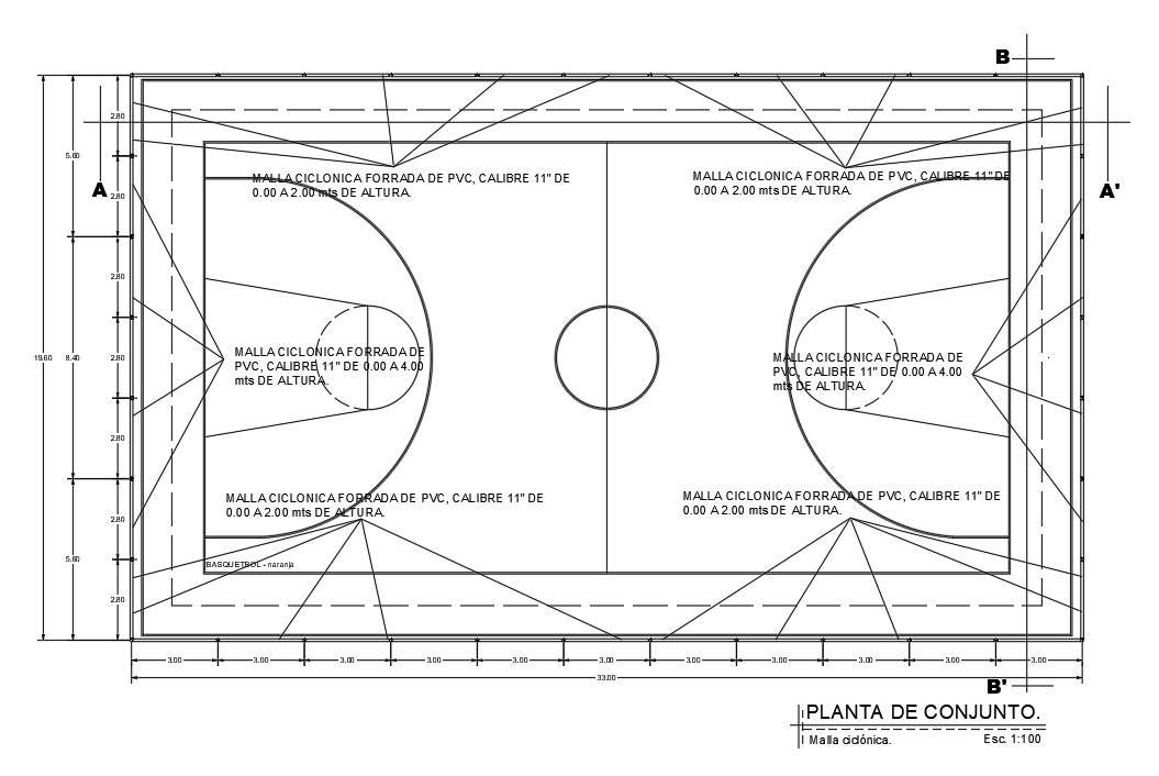 Basketball Play Ground Plan AutoCAD Drawing Free Download DWG File