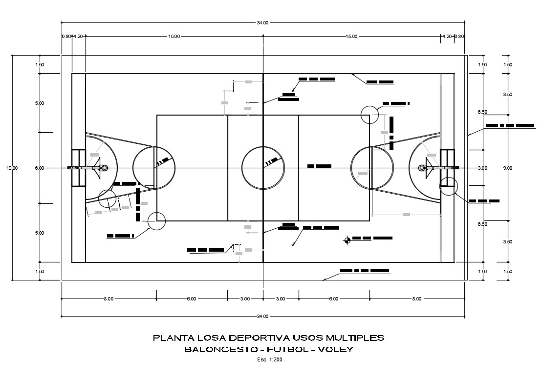 Basketball Playground CAD Drawing Download DWG File