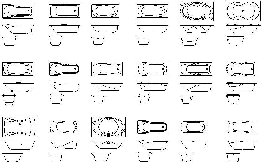 Bath tub detail dwg file