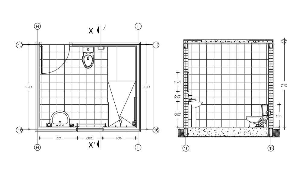 Bathroom Architectural Plans In AutoCAD Drawings