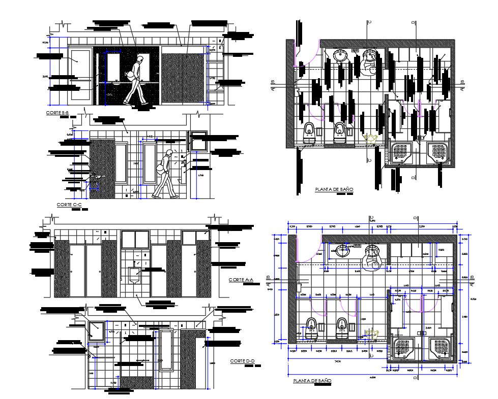 Bathroom Elevation and Layout plan WIth DWG File 